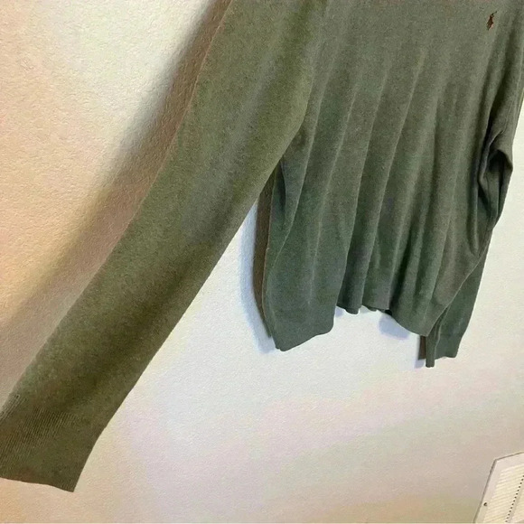 Polo Ralph Lauren Olive Green V-Neck Pima Cotton Long Sleeve Sweater Men's XXL - Picture 4 of 14